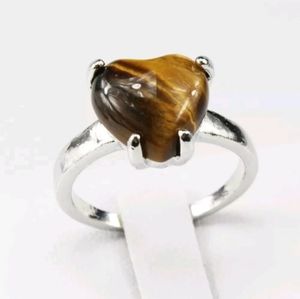 Sterling Silver Custom Heart Tiger Eye Ring sz 7